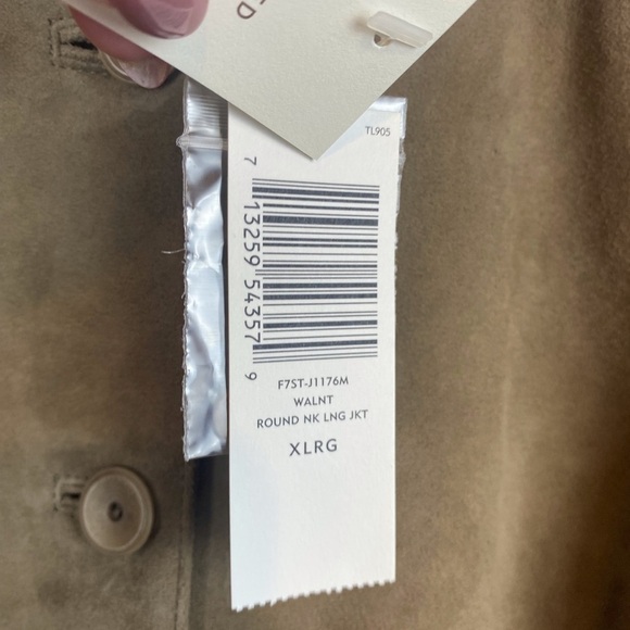 Eileen Fisher Suede Round Neck Long Jacket in Walnut Size XL New! - Picture 5 of 10